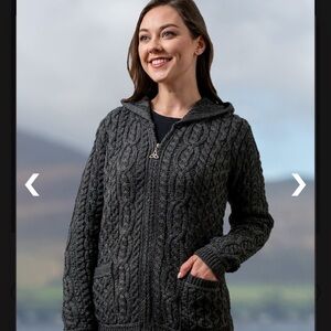 Irish Cable Knit Hooded Cardigan